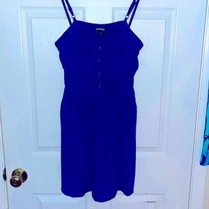 EXPRESS ROYAL BLUE SPAGHETTI STRAP DRESS W/ POCKETS, MEDIUM